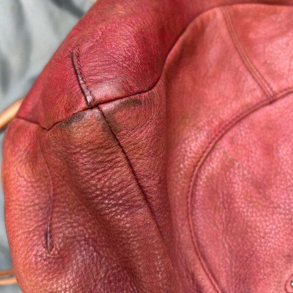 B Makowsky Lisbon Brown Red Drawstring Pocket Hobo Bag Satchel - Picture 9 of 16